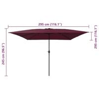 Parasol vierkant 295x245 cm bordeauxrood - thumbnail