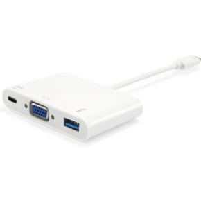 Equip 133462 usb type c to vga female/usb a female/pd adapter, 1080p, 15cm, white
