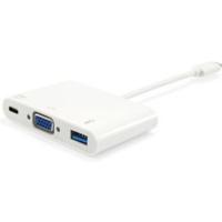 Equip 133462 usb type c to vga female/usb a female/pd adapter, 1080p, 15cm, white - thumbnail