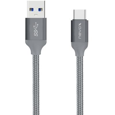 Nevox 1480 2m USB A USB C Grijs USB-kabel