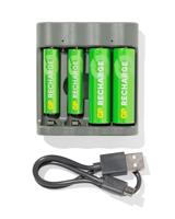 HEMA GP batterij lader met 4 AA batterijen - thumbnail