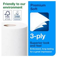 Tork Premium toiletpapier extra soft, 3-laags, 250 vellen, systeem T4, wit, pak van 8 rollen - thumbnail