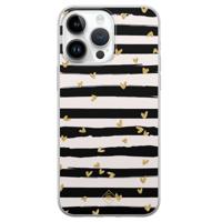 iPhone 14 Pro Max siliconen hoesje - Hart streepjes - thumbnail