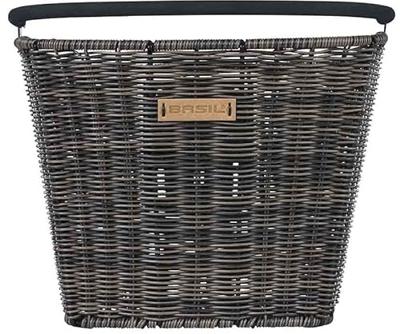 Basil bremen rattan look kf - fietsmand - voorop - donkerbruin - thumbnail