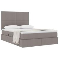 Opslag bed met matras met opslag Taupe 140 x 190 cm Nep Leer - thumbnail