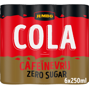 Jumbo Cola Cafeinevrij Zero Sugar Blik 6 x 250ML Jumbo Cola Cafeinevrij Zero Sugar Blik 6 x 250ML