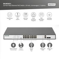 Digitus DN-95342-1 Netwerk switch 16 + 2 poorten 10 / 100 MBit/s PoE-functie - thumbnail