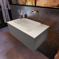 Badkamermeubelset Mondiaz Erin 80 cm met 1 Lade met RIDGE Wastafel Midden Linen Zonder Kraangaten Greeploos Mat Dark Grey - thumbnail