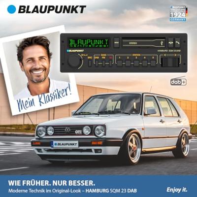 Blaupunkt Hamburg SQM 23 DAB Autoradio enkel DIN DAB+ tuner, Retrodesign, Aansluiting voor stuurbediening, Bluetooth handsfree Blaupunkt Hamburg SQM 23 DAB Autoradio enkel DIN DAB+ tuner, Retrodesign, Aansluiting voor stuurbediening, Bluetooth handsfree