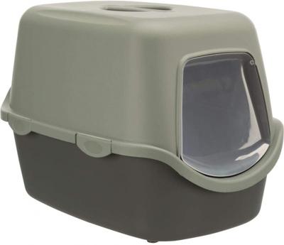 TRIXIE Vico kattenbak - Deksel - Gerecycled - 40 × 40 × 56 cm - Antraciet en grijsgroen
