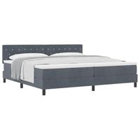 Boxspringbed met Matras Donkergrijs 200 x 200 cm Stof - thumbnail