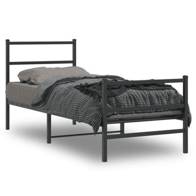 Bedframe met hoofd- en voeteneindemetaal zwart 75x190 cm