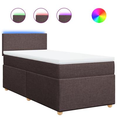 Boxspring met matras stof donkerbruin 200x200 cm - thumbnail