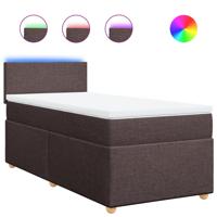 Boxspring met matras stof donkerbruin 140x200 cm - thumbnail
