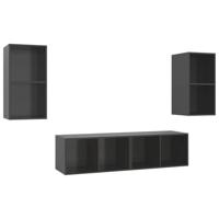 Tv-wandmeubelen 4 st spaanplaat hoogglans grijs - thumbnail