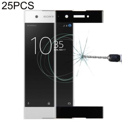 25 stuks voor Sony Xperia XA1 0.33 mm 9H oppervlaktehardheid 3D gebogen volledig scherm gehard glas screen protector (zwart)