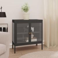 Dressoir 70x35x70 cm staal en glas antracietkleurig - thumbnail