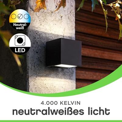Lutec Strakke vierkante wandlampGemini zwart - 5189125012