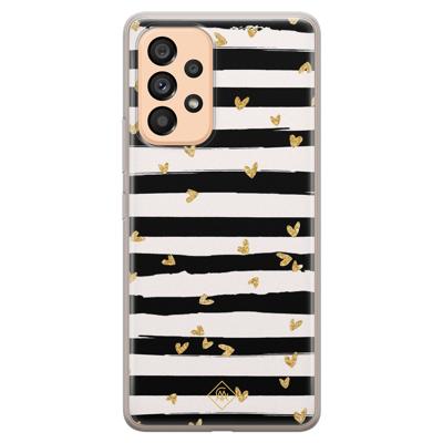 Samsung Galaxy A53 siliconen hoesje - Hart streepjes Samsung Galaxy A53 siliconen hoesje - Hart streepjes