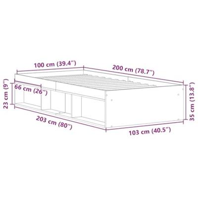 Bedframe grijs sonoma eikenkleurig 100x200 cm