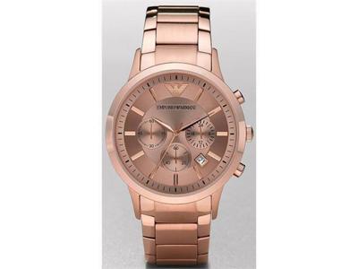 Emporio Armani Classic Heren chronograaf Rosegoudkleurig S. Stalen horloge AR2452