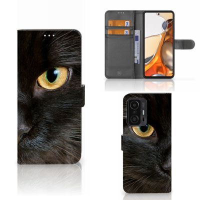 Xiaomi 11T | 11T Pro | Telefoonhoesje | Met pasjeshouder | Zwarte Kat Xiaomi 11T | 11T Pro | Telefoonhoesje | Met pasjeshouder | Zwarte Kat