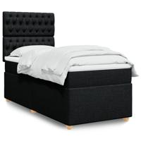 Boxspring met matras stof zwart 90x190 cm - thumbnail