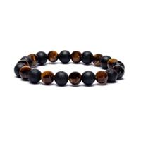 Edelsteen Armband Tijgeroog/Lavasteen - elastisch - thumbnail