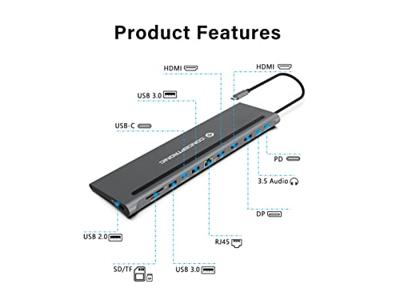 Conceptronic DONN17G notebook dock & poortreplicator Bedraad USB 3.2 Gen 1 (3.1 Gen 1) Type-C Grijs