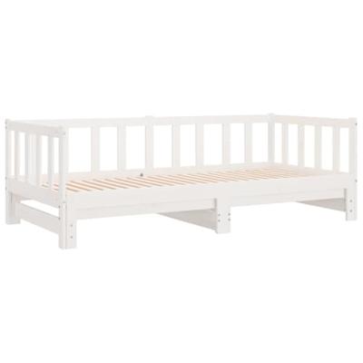 Slaapbank met onderschuifbed 80x200 cm massief grenenhout wit