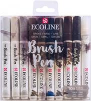 Brushpen talens ecoline set 10 stuks grijs - thumbnail