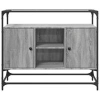 Dressoir met glazen blad 98x35x81 cm bewerkt hout grijs sonoma - thumbnail