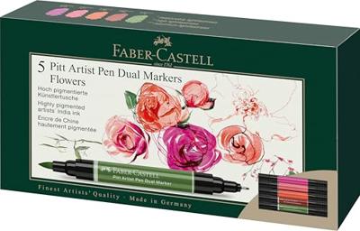 Faber Castell Tekenstift Pitt Artist duo marker Flowers - etui 5 stuks