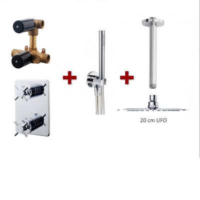 Thermostatische Inbouw Regendouche Set Wiesbaden Type 131 Plafondarm Ufo 20 cm Rond incl. Inbouwdeel Thermostatische Inbouw Regendouche Set Wiesbaden Type 131 Plafondarm Ufo 20 cm Rond incl. Inbouwdeel