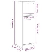Badkamerkast 30x30x95 cm spaanplaat betongrijs - thumbnail