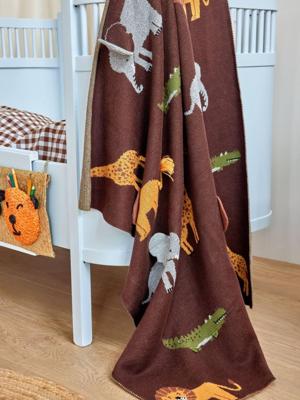 ANIMALS gebreide deken voor baby's met 3D-details RICE, Bruin bruin ANIMALS gebreide deken voor baby's met 3D-details RICE, Bruin bruin