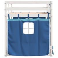 Stapelbed met gordijnen 90x190 cm massief grenenhout blauw - thumbnail