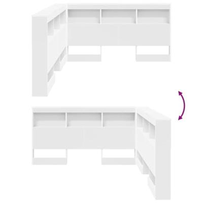 Opberghoofdbord met plank met opslag Wit 135 cm Bewerkt hout