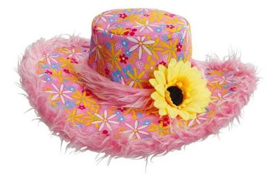 Hoed Ibiza met zonnebloem roze