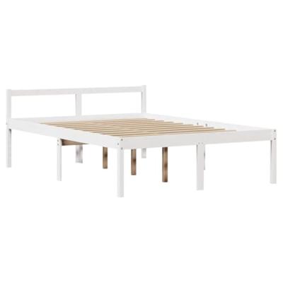 Seniorenbed met hoofdbord massief grenenhout wit 150x200 cm
