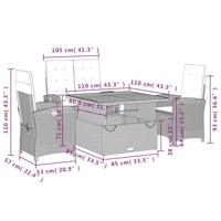 4-delige Tuinset met kussens poly rattan grijs - thumbnail