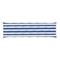 Tuinbankkussens 2 st gestreept 200x50x7 cm stof wit en blauw - thumbnail