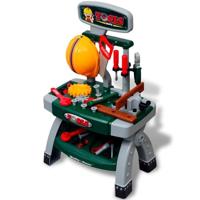 VidaXL Speelgoedwerkbank met gereedschap voor kinderen kinderkamer groen + grijs - thumbnail