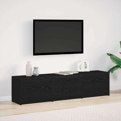TV-kast met lade Zwart eiken 162,5 x 34 x 40 cm Bewerkt hout