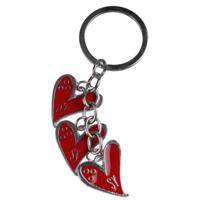LG Imports sleutelhanger hartjes meisjes 6 cm staal rood - thumbnail