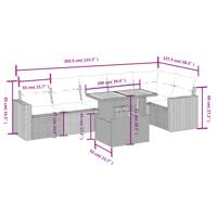 7-delige Loungeset met kussens poly rattan zwart - thumbnail