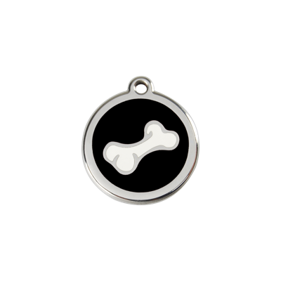 Comic Bone Black roestvrijstalen hondenpenning small/klein dia. 2 cm RedDingo - Reddingo Comic Bone Black roestvrijstalen hondenpenning small/klein dia. 2 cm RedDingo - Reddingo