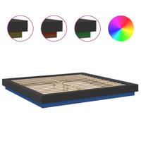 Bedframe met LED-verlichting bewerkt hout zwart 180x200 cm - thumbnail