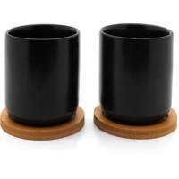 Bredemeijer Umea Theemokken 200 ml 2 Stuks Bamboe/Zwart Keramiek - thumbnail