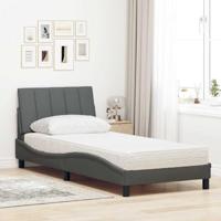 Bed met matras stof donkergrijs 90x190 cm - thumbnail